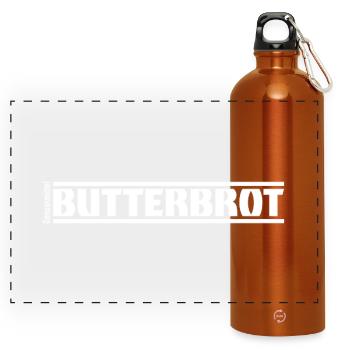 „Genussmittel“ Serie | Butterbrot - Panorama Trinkflasche mit Karabiner 750 ml - Orange - Vorne