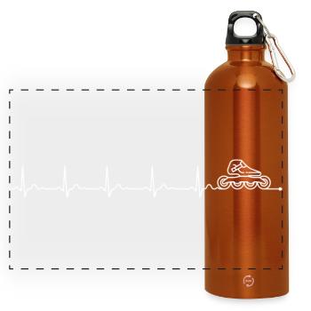 Rollschuhläufer-Herzschlag - Panorama Trinkflasche mit Karabiner 750 ml - Orange - Vorne