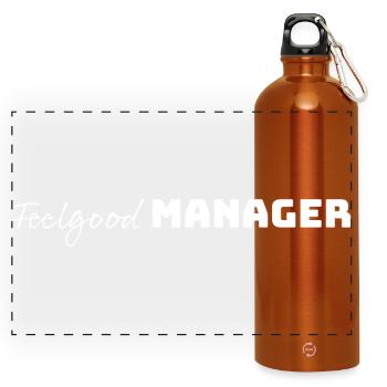 Design Feelgood Manager blanc - Gourde panoramique avec mousqueton 750 ml - orange - Devant