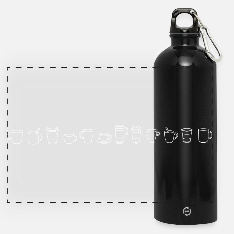 Coffee always works. - Panoramic Drinks Bottle with Carabiner 750 ml - black
