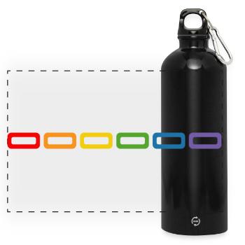 LGBT Shirt Regenbogen für den nächsten CSD. - Panorama Trinkflasche mit Karabiner 750 ml - Schwarz - Vorne