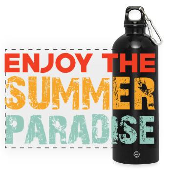 Enjoy the summer paradise - Panorama Trinkflasche mit Karabiner 750 ml - Schwarz - Vorne