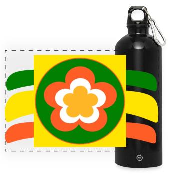 des années 70 fleur fleur - Gourde panoramique avec mousqueton 750 ml - noir - Devant