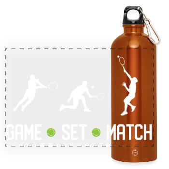 Tennis - Game Set Match - Panoramic Drinks Bottle with Carabiner 750 ml - burnt orange - Front