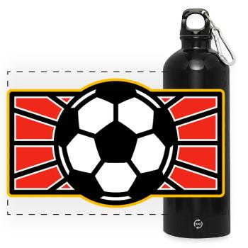 Crimson Football Wappen - Panorama Trinkflasche mit Karabiner 750 ml - Schwarz - Vorne