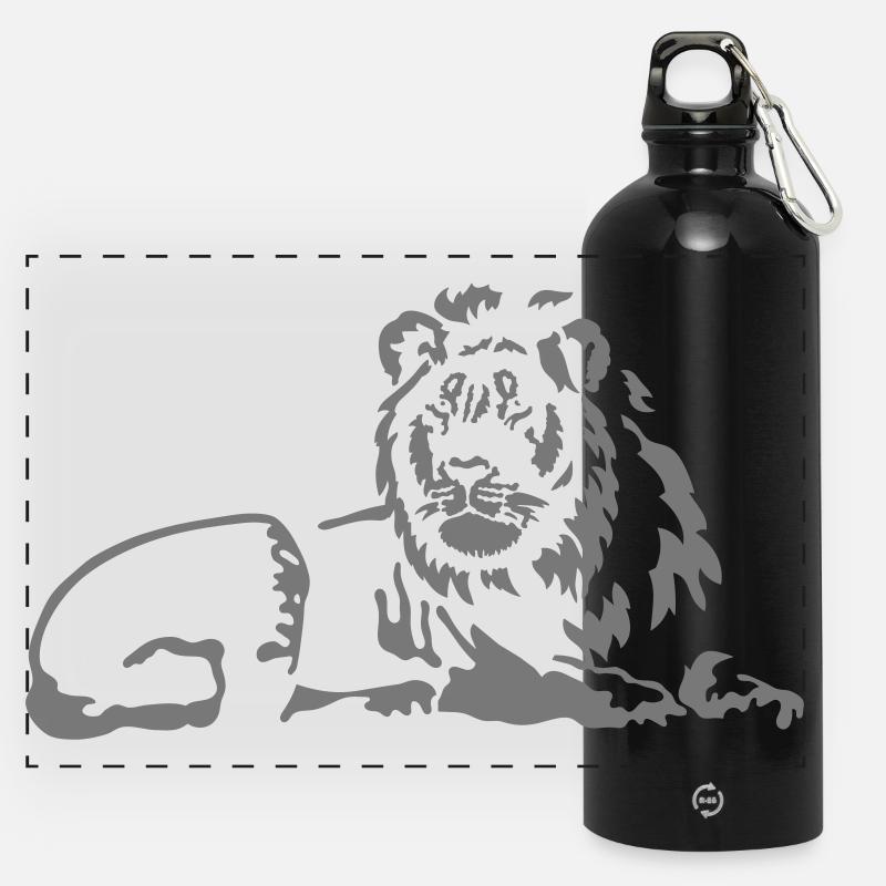 Löwe - Panorama Trinkflasche mit Karabiner 750 ml - Schwarz