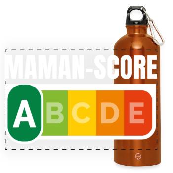 MAMAN-SCORE - Humour Maman - Gourde panoramique avec mousqueton 750 ml - orange - Devant