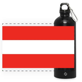 Austria national flag - Panoramic Drinks Bottle with Carabiner 750 ml - black - Front