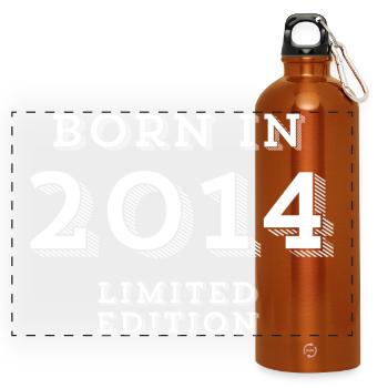 geboren im Jahr 2014, Geburtsjahr 2014 - Panorama Trinkflasche mit Karabiner 750 ml - Orange - Vorne