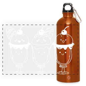cream sundae comic look - Panoramic Drinks Bottle with Carabiner 750 ml - burnt orange - Front