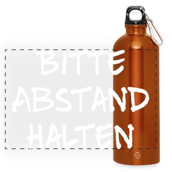 Bitte Abstand halten Morgenmuffel Langschläfer - Panorama Trinkflasche mit Karabiner 750 ml - Orange - Vorne
