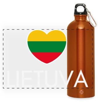 I love Lithuania, heart Lithuania - Panoramic Drinks Bottle with Carabiner 750 ml - burnt orange - Front