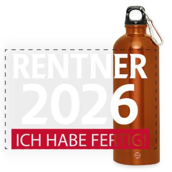 Rentner 2026 Ruhestand lustig - Panorama Trinkflasche mit Karabiner 750 ml - Orange - Vorne