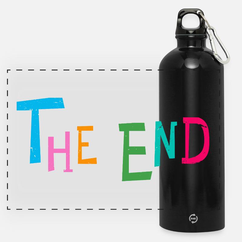 La fin : une typographie ludique multicolore - Gourde panoramique avec mousqueton 750 ml - noir