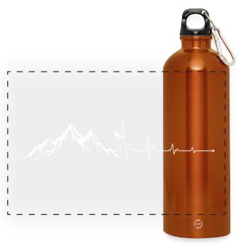 Mountain Peak Heartbeat Design - Panoramic Drinks Bottle with Carabiner 750 ml - burnt orange - Front