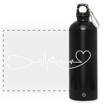 Gamme de stéthoscopes Heart Beat - Gourde panoramique avec mousqueton 750 ml - noir - Devant