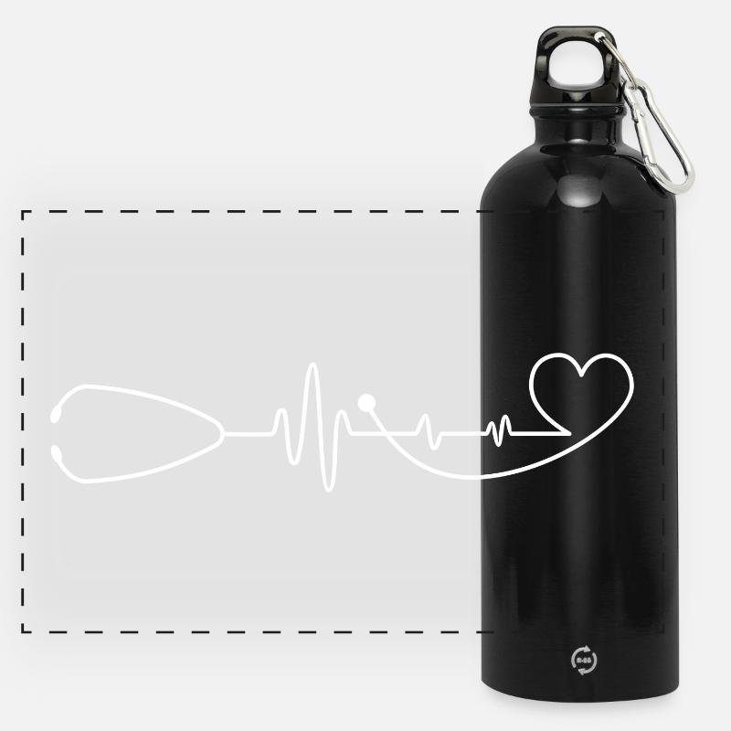 Gamme de stéthoscopes Heart Beat - Gourde panoramique avec mousqueton 750 ml - noir