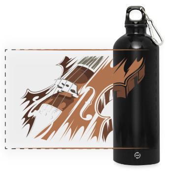 Violin, Violin, Music, Classical, Illustration, Symbol - Panoramic Drinks Bottle with Carabiner 750 ml - black - Front