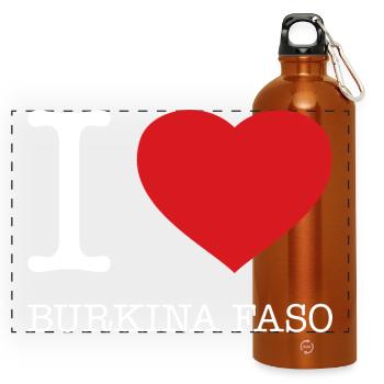 I love Burkina Faso - Panoramic Drinks Bottle with Carabiner 750 ml - burnt orange - Front