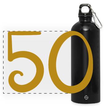 50 - Panoramic Drinks Bottle with Carabiner 750 ml - black - Front