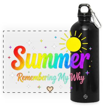Summer Remembering My Why - Panoramic Drinks Bottle with Carabiner 750 ml - black - Front