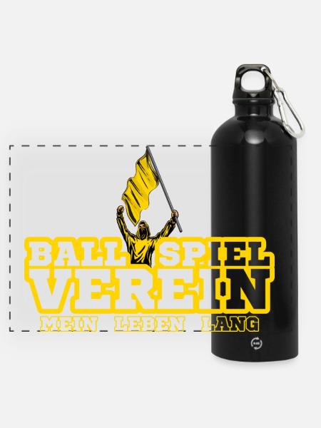 Dortmund Fußball Fan - Panorama Trinkflasche mit Karabiner 750 ml - Schwarz