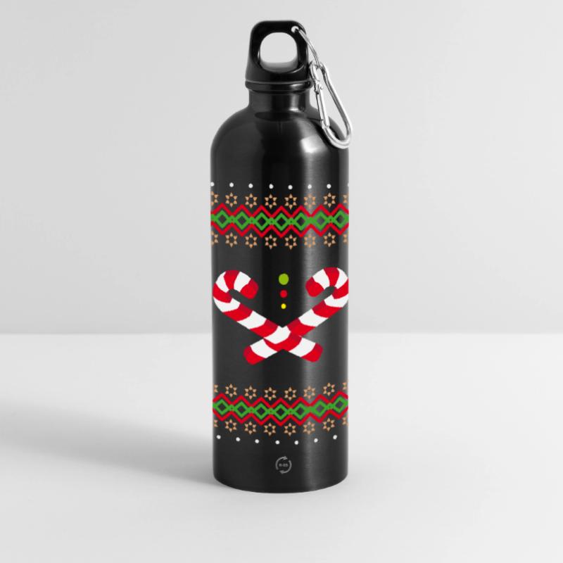 Candy Cane Patterns for Christmas Panoramic Drinks Bottle with Carabiner 750 ml