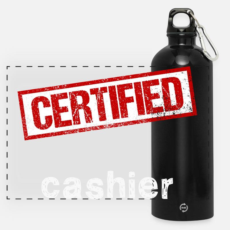 Kassierer - Panorama Trinkflasche mit Karabiner 750 ml - Schwarz