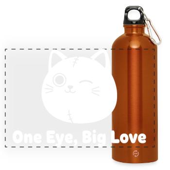 Winkekatze Patchwork Liebe - Panorama Trinkflasche mit Karabiner 750 ml - Orange - Vorne