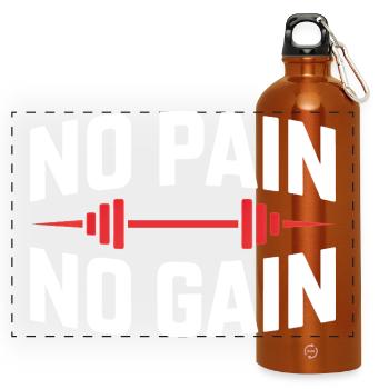 No Pain No Gain – Classic Gym Saying - Panoramic Drinks Bottle with Carabiner 750 ml - burnt orange - Front