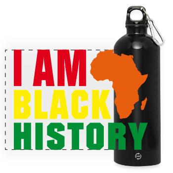 I am Black History - Panorama Trinkflasche mit Karabiner 750 ml - Schwarz - Vorne