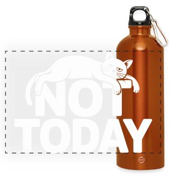 Katzen Spruch Not Today Büro Cat Homeoffice Katze - Panorama Trinkflasche mit Karabiner 750 ml - Orange - Vorne
