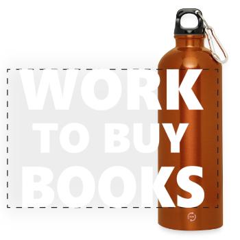 Cours de boisson : Travailler pour acheter des livres - Gourde panoramique avec mousqueton 750 ml - orange - Devant