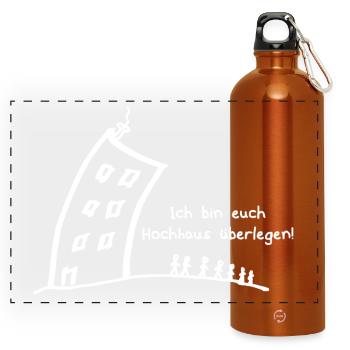 High-rise superior - funny saying - pun -w - Panoramic Drinks Bottle with Carabiner 750 ml - burnt orange - Front