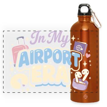 Reiseangst-humor, Flughafen-chaos, Fliegen Ist - Panorama Trinkflasche mit Karabiner 750 ml - Orange - Vorne