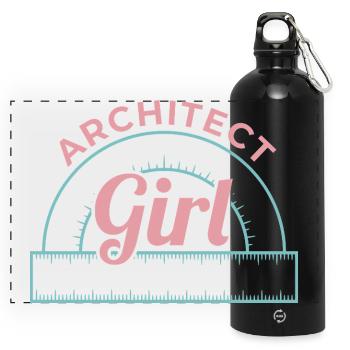 Architecture Girl - Panoramic Drinks Bottle with Carabiner 750 ml - black - Front