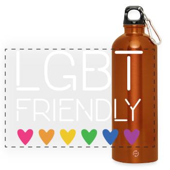 LGBT-freundlich - Panorama Trinkflasche mit Karabiner 750 ml - Orange - Vorne