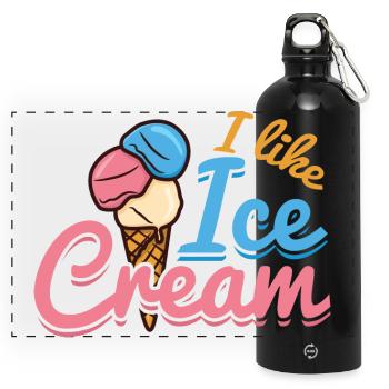 Eiscreme Liebe - Panorama Trinkflasche mit Karabiner 750 ml - Schwarz - Vorne