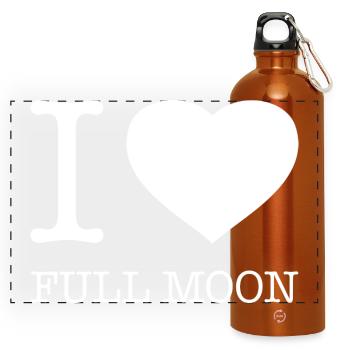 I love Full moon Vollmond - Panorama Trinkflasche mit Karabiner 750 ml - Orange - Vorne