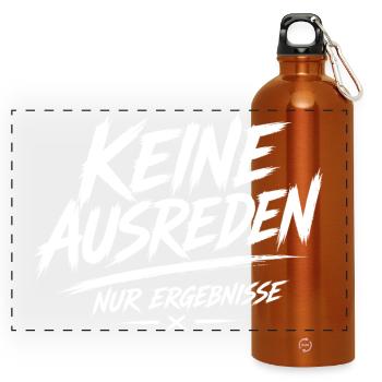 Keine Ausreden Nur Ergebnisse - Panorama Trinkflasche mit Karabiner 750 ml - Orange - Vorne