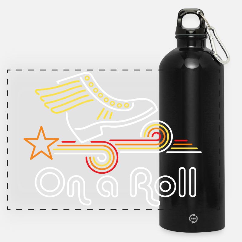 On a Roll - Panoramic Drinks Bottle with Carabiner 750 ml - black