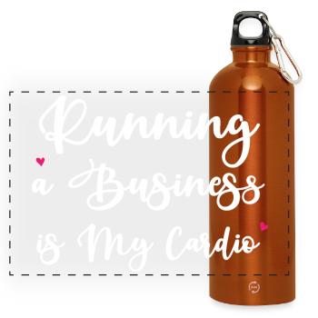 Diriger une entreprise est mon cardio - Gourde panoramique avec mousqueton 750 ml - orange - Devant