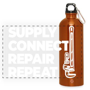 Supplying, connecting, repairing, plumbing - Panoramic Drinks Bottle with Carabiner 750 ml - burnt orange - Front
