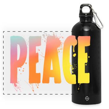 Peace - Panoramic Drinks Bottle with Carabiner 750 ml - black - Front