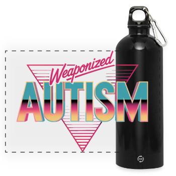 Weaponized Autism - Funny Gen Alpha Memes - Panoramic Drinks Bottle with Carabiner 750 ml - black - Front