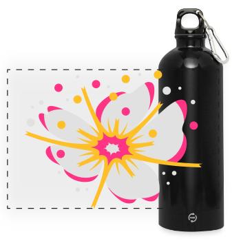 A fleur de cerisier avec du pollen - Gourde panoramique avec mousqueton 750 ml - noir - Devant