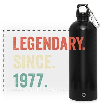 legendär seit 1977 - Panorama Trinkflasche mit Karabiner 750 ml - Schwarz - Vorne