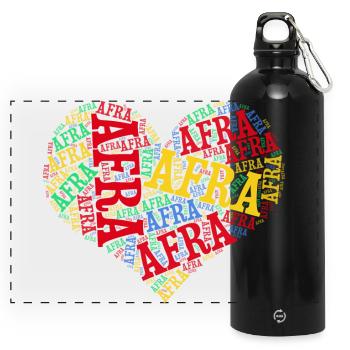 t-shirt Afra word cloud collage coeur t-shirt - Gourde panoramique avec mousqueton 750 ml - noir - Devant