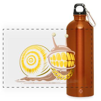 Snail bling bling hiphop - Panoramic Drinks Bottle with Carabiner 750 ml - burnt orange - Front