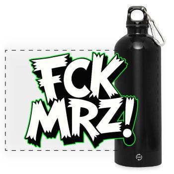 FCK MRZ Politischer Protest Slogan - Panorama Trinkflasche mit Karabiner 750 ml - Schwarz - Vorne